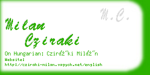 milan cziraki business card